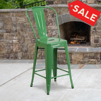Flash Furniture CH-31320-24GB-GN-GG Metal Bar Stool in Green